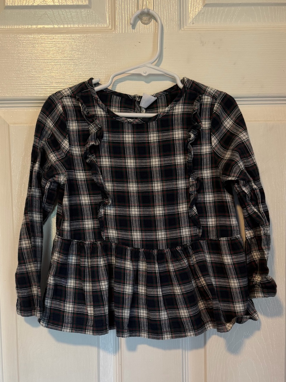 🆕GAP Black Plaid Ruffle Peplum Top